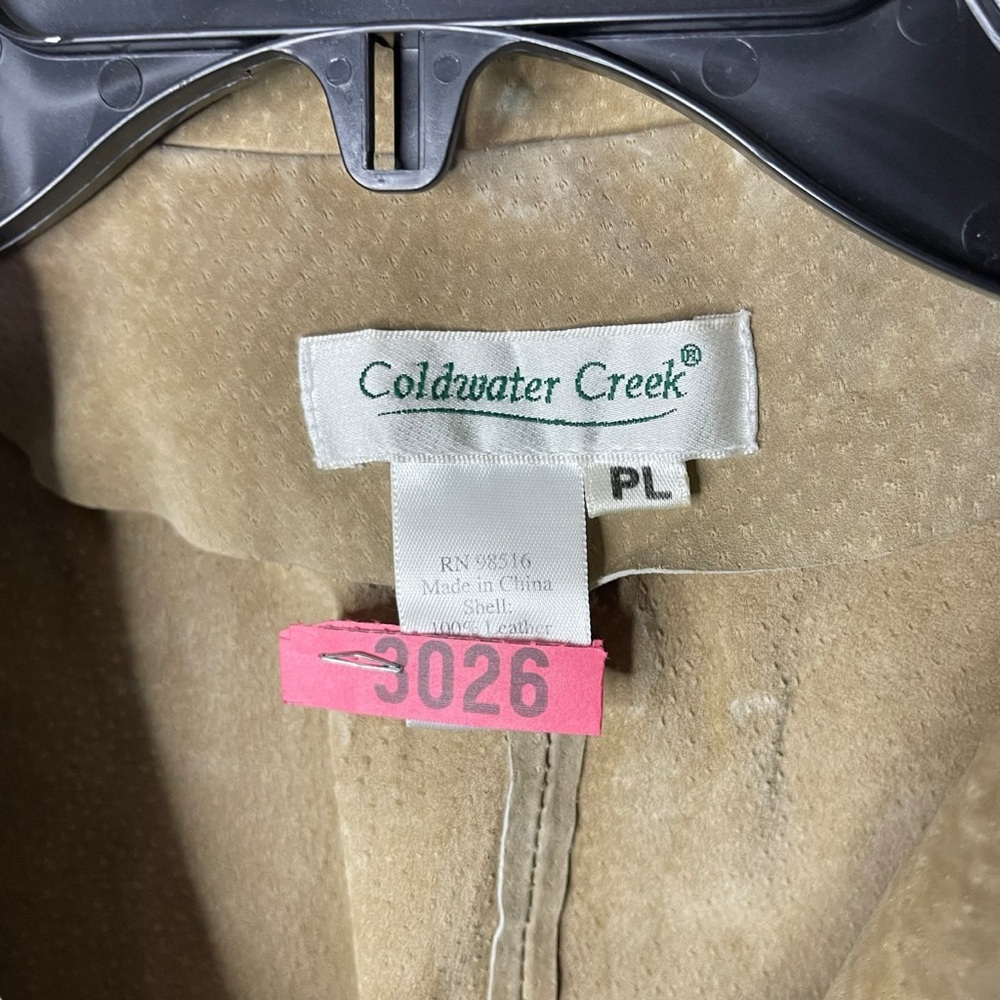 Coldwater Creek Suede Jacket Women’s PL Petite Large Tan Leather Boho Stitching - Picture 4 of 11
